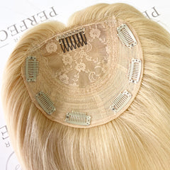 Silk Hair Toppers For Women 6*6 Platinum Blonde Hair Topper