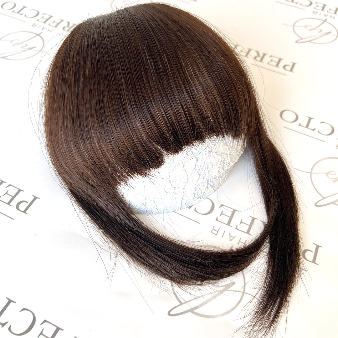 100% Human Hair Clip In Bangs With Temples -#2 Dark Brown