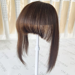 100% Human Hair Clip In Bangs With Temples -#2 Dark Brown