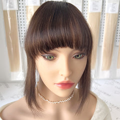 100% Human Hair Clip In Bangs With Temples -#2 Dark Brown