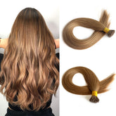 Double Drawn I Tip Hair Extensions Human Hair Brown #6 | Hairperfecto