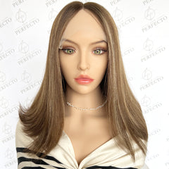 Top Lace Wig Money Piece Brown Blend Blonde Human Hair Wigs - Aria