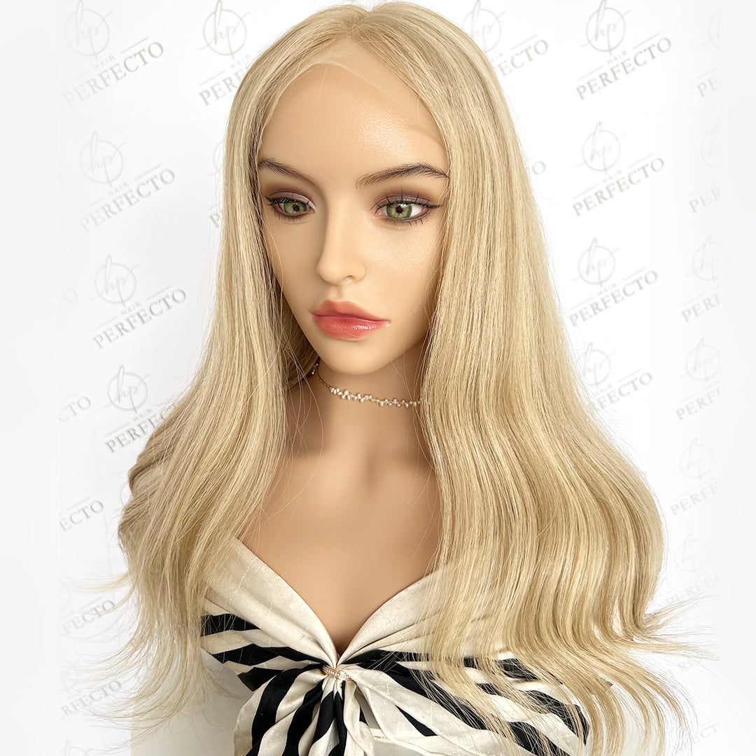 Premium Top Lace Wig Blonde Blend Human Hair Wigs-Luna