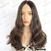 Natural Black to Brown Human Hair Lace Top Wig - Emily