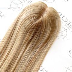 Human Hair Toppers For Women 3x5 Blonde Balayage Color Hair Toppers