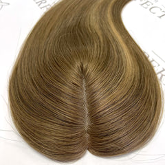 Human Hairpieces For Crown Hairloss 3x5 Brown With Blonde Highlight Hair Toppers