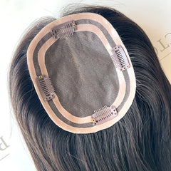 Natural Black Human Hair Toppers 5"x6" Human Hair Wiglets