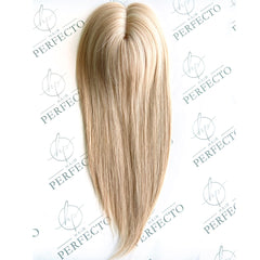 Human Hair Topper for Women Blonde Highlight Remy Hair Hairpieces Straight Hair