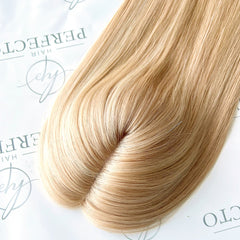 Human Hair Topper for Women Blonde Highlight Remy Hair Hairpieces Straight Hair