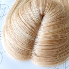 Human Hair Topper for Women Blonde Highlight Remy Hair Hairpieces Straight Hair