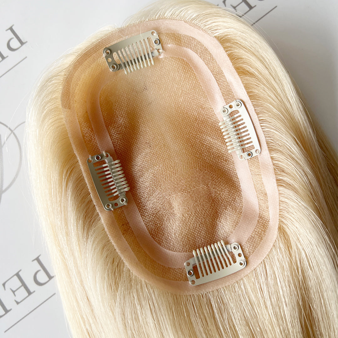 Best Women's Hair Pieces 4"x6" Mono Base Blonde Hair Toppers