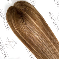 Hair Pieces For Alopecia 4"x6" Brown Highlight Human Hair Toppers