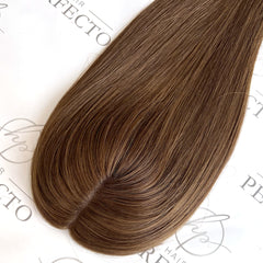 Mini Human Hair Toppers 4X4 Brown Hair Pieces For Women and Hair Loss