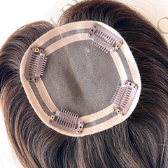 Mini Human Hair Toppers 4X4 Brown Hair Pieces For Women and Hair Loss