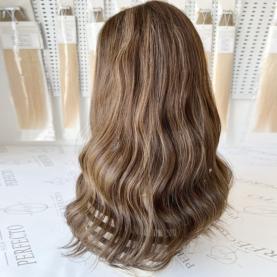 Luxury Top Lace Wig 20 Inch Brown to Ash Brown Human Hair Wig