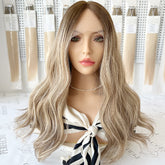 Premium Top Lace Wig Dark Roots Money Piece Human Hair Wigs