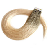 Tape In Human Hair Extensions Dark Root Blonde Tape Ins #RLC | Hairperfecto