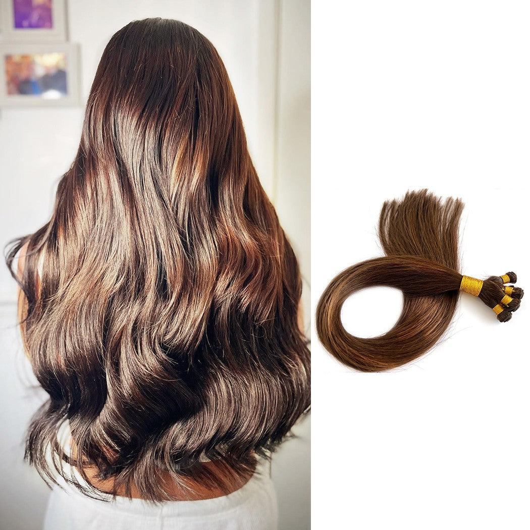 Hand-Tied WeftHair Extensions Dark Brown #2 Remy Hair | Hairperfecto