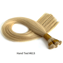 Remy Hair Wefts 100% Hand Tied Extension Hair Blonde #613 | Hairperfecto