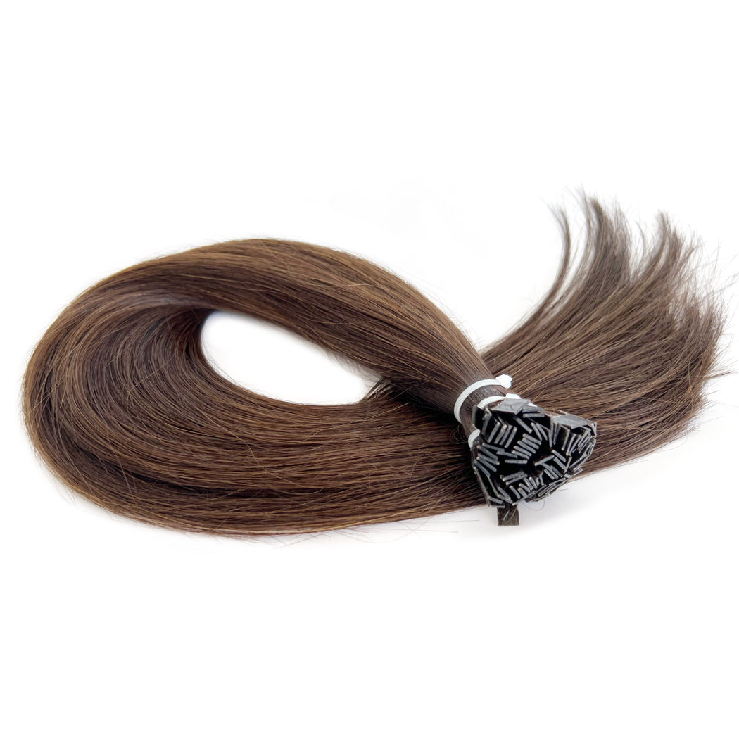 Flat Tip Hair Extensions Brown #2 Keratin Hair Extensions