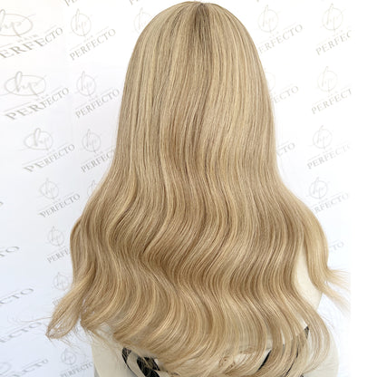 Best Silk Hair Toppers 8*8 Blonde Blend Highlight Virgin Hair Topper - Celestia