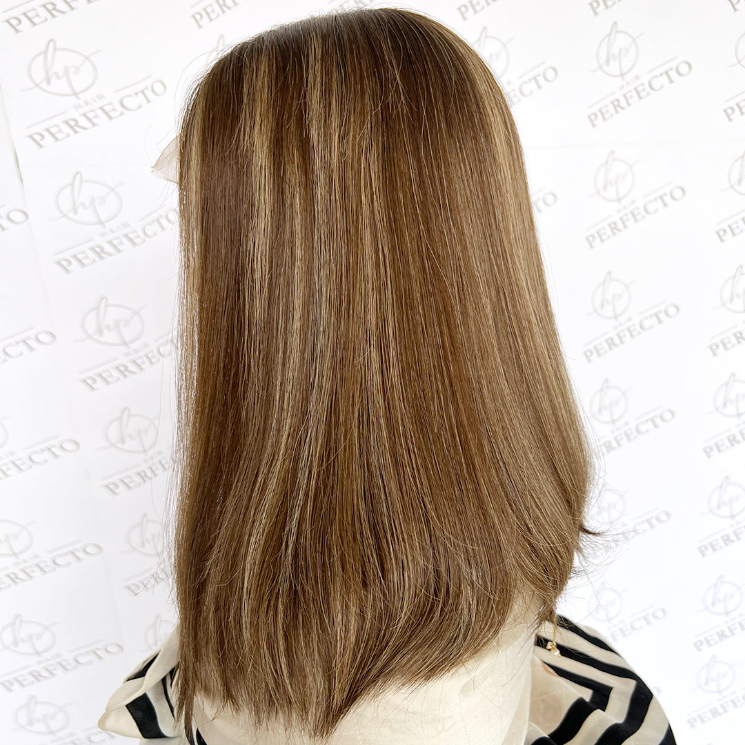 Top Lace Wig  Money Piece Brown Blend Blonde Human Hair Wigs - Aria