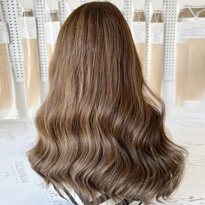 Luxury Top Lace Wig 20 Inch Brown to Ash Brown Human Hair Wig