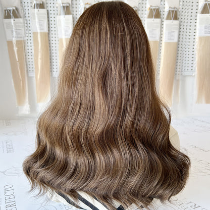 Luxury Top Lace Wig 20 Inch Brown to Ash Brown Human Hair Wig
